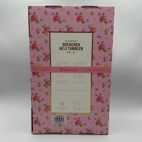 Stanley x LoveShackFancy 20oz Tumbler Quencher Pink Ibiza Sunset Authentic - Picture 7 of 8